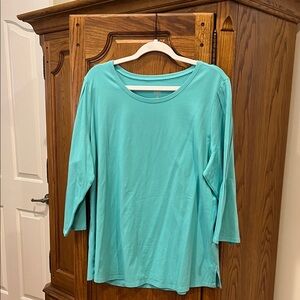 Belle by Kim Gravel Turquoise Short Sleeve Top